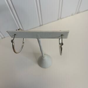 Silver Hoop Earrings Latch Backs 1 1/8"